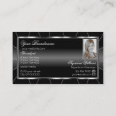 Stilvoll Schwarz und Weiß mit Diamonds & Foto Cool Visitenkarte (Rückseite)
