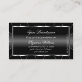 Stilvoll Schwarz und Weiß mit Diamonds & Monogram Visitenkarte (Rückseite)