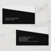 Stilvoll Schwarz-weiß Beruflich Visitenkarte (Vorne/Hinten)