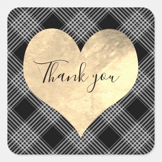 Stilvoll schwarz-weiß gestreift mit Herz Quadratischer Aufkleber (Vorderseite)