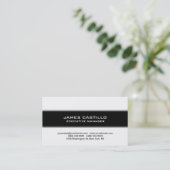 Stilvoll Schwarz-weiß gestreift Moderne Berufliche Visitenkarte (Stehend Vorderseite)