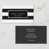Stilvoll schwarz-weiß gestreift visitenkarte (Vorne/Hinten)