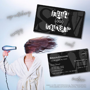 Stilvoll Schwarz-weiß grau mit Logo und Monogramm Visitenkarte