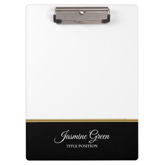 Stilvoll Schwarz-Weiß Klemmbrett (Vorderseite)