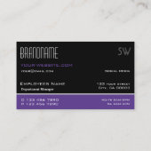 Stilvoll Schwarz-weiß Lila Simple mit Monogram Visitenkarte (Rückseite)