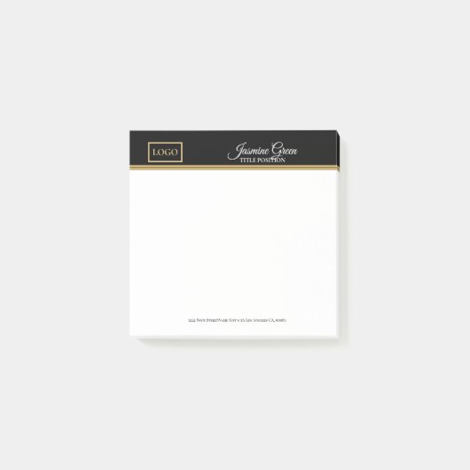 Stilvoll Schwarz-Weiß Post-it Klebezettel (Vorderseite)