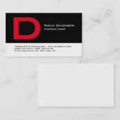 Stilvoll Schwarz-weiß Red Monogram Beruflich Visitenkarte (Vorne/Hinten)