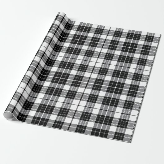 Stilvoll Schwarz-Weiß-Tartan Kariert Geschenkpapier (Ungerollt)