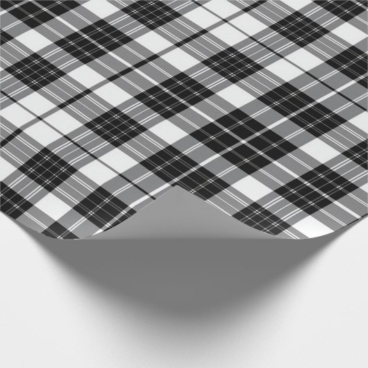 Stilvoll Schwarz-Weiß-Tartan Kariert Geschenkpapier (Ecke)