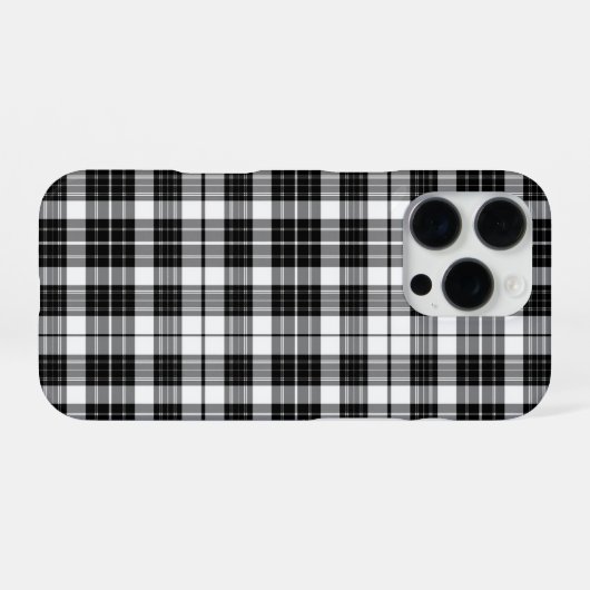 Stilvoll Schwarz-Weiß-Tartan Kariert iPhone Hülle (Rückseite (Horizontal))