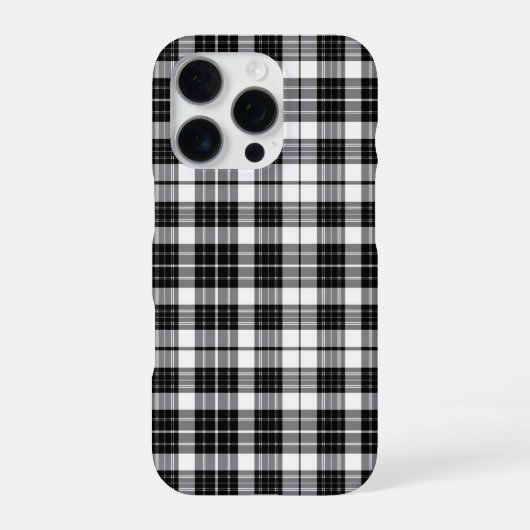 Stilvoll Schwarz-Weiß-Tartan Kariert iPhone Hülle (Rückseite)