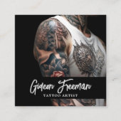Stilvoll Schwarz & Weiß Tattooid Artist Tattoo Art Quadratische Visitenkarte (Vorderseite)