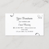 Stilvoll Schwarz/Weiß Verziert mit Monogram Visitenkarte (Rückseite)