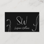 Stilvoll Schwarz/Weiß Verziert mit Monogram Visitenkarte (Vorderseite)