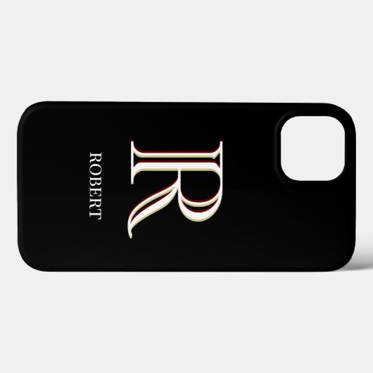 Stilvoll Schwarz-weißes Monogramm Case-Mate iPhone Hülle (Rückseite (Horizontal))