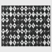 Stilvoll Schwarz-weißes Reittier Diamond Muster Geschenkpapier (Flach)