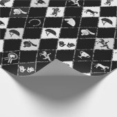 Stilvoll Schwarz-weißes Reittier Diamond Muster Geschenkpapier (Ecke)