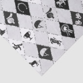 Stilvoll Schwarz-weißes Reittier Diamond Muster Seidenpapier (Detail)