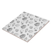 Stilvoll Schwarz-weißes Seashells-Muster Fliese (Seite)