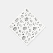 Stilvoll Schwarz-weißes Seashells-Muster Serviette (Ecke)