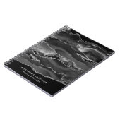 Stilvoll Schwarz-weißes Silver Gray Marble Agate G Notizblock (Linke Seite)