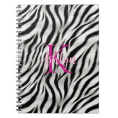 Stilvoll Schwarz-weißes Zebra Animal Pink Monogram Notizblock (Vorderseite)