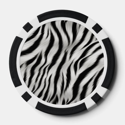 Stilvoll Schwarz-weißes Zebra Animal Pink Monogram Pokerchips (Rückseite)