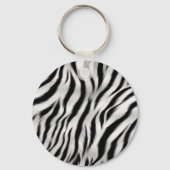 Stilvoll Schwarz-weißes Zebra Animal Pink Monogram Schlüsselanhänger (Rückseite)