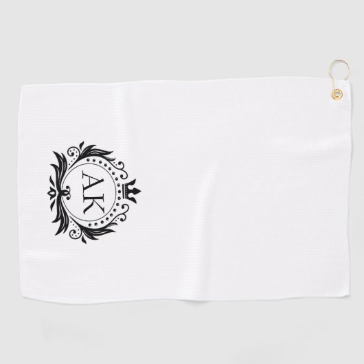 Stilvoll schwarzer Luxus Rahmen und Krone Golfhandtuch (Horizontal)