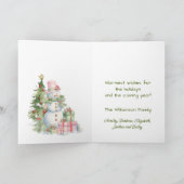 Stilvoll Snowman (Lady) Weihnachtsbaum Wasserfarbe Karte (Innenseite)