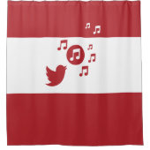 Stilvoll Songbird Red and White Duschvorhang (Vorderseite)