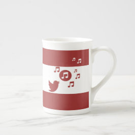 Stilvoll Songbird Red and White Porzellantasse