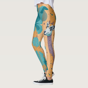 Stilvoll Spielende Farbige Giraffe Wilde Savanne S Leggings