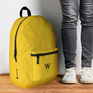 Stilvoll sportlich gelbes Schulmonogramm  Bedruckter Rucksack
