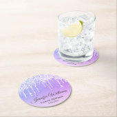 stilvoll süß 16 lila tropfende Glitzer chic Runder Pappuntersetzer (Vor Ort)