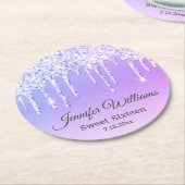 stilvoll süß 16 lila tropfende Glitzer chic Runder Pappuntersetzer (Angewinkelt)