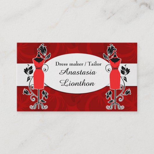Stilvoll Tailor Dressmaker rot Visitenkarte (Vorderseite)