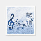 Stilvoll Treble Clef Musical Notes Blue Glitzer Serviette (Vorderseite)