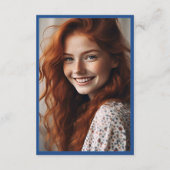 Stilvoll Trendy Blue Floral Bow Foto Uni Fund Begleitkarte (Rückseite)