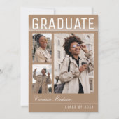 Stilvoll Trendy Chic 3 Foto Taupe Beige Abschluss Ankündigung (Vorderseite)