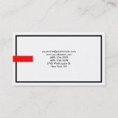 Stilvoll Trendy Schwarz-weiß Red Beruflich Modern Visitenkarte (Rückseite)