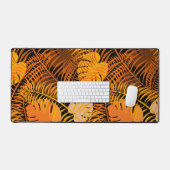 Stilvoll tropisches Leaf Orange Black Botanical Schreibtischunterlage (Tastatur & Maus)