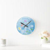 Stilvoll und dekorativ Drei Blume Kunstwerk Runde Wanduhr (Zuhause)