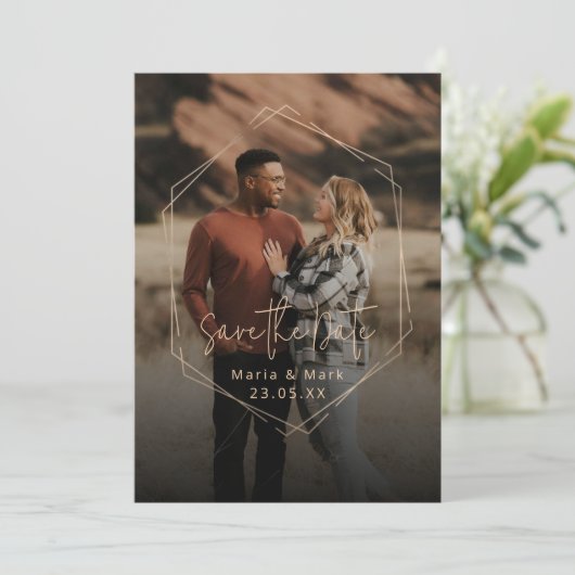 Stilvoll und elegant, modern Save the Date mit Fot (Stehend Vorderseite)