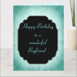 Stilvoll und modern, blau Happy Birthday Boyfriend Karte<br><div class="desc">Stilvolle moderne blaue Happy Birthday Boyfriend Design Grußkarte.</div>