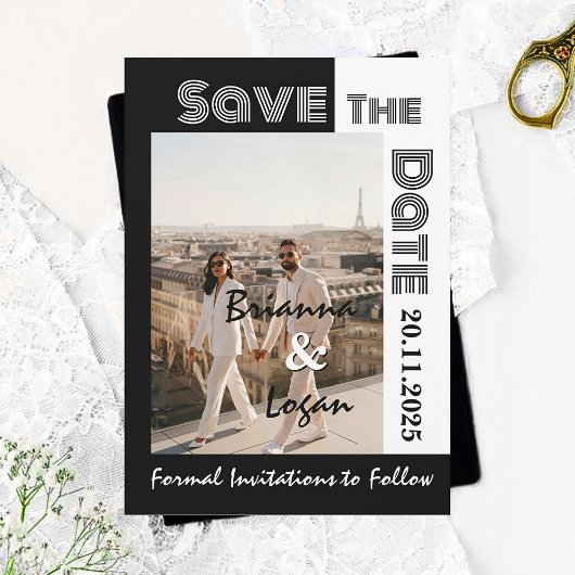 Stilvoll und zeitgenössisch Schwarz & Weiß Save th The Date