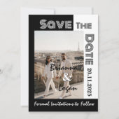 Stilvoll und zeitgenössisch Schwarz & Weiß Save th The Date (Vorderseite)
