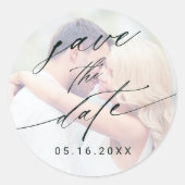 Stilvoll verblasstes Foto Hochzeit Sichern Sie das Runder Aufkleber (Vorderseite)