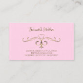 Stilvoll Verzierte, hellrosa Goldene Ecken Visitenkarte (Rückseite)