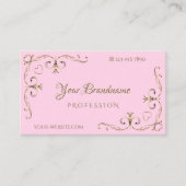 Stilvoll Verzierte, hellrosa Goldene Ecken Visitenkarte (Vorderseite)